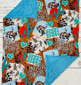 Sassy Kids Palace Howdy Long Live Cowgirls Minky Baby Blanket 29" x 43"