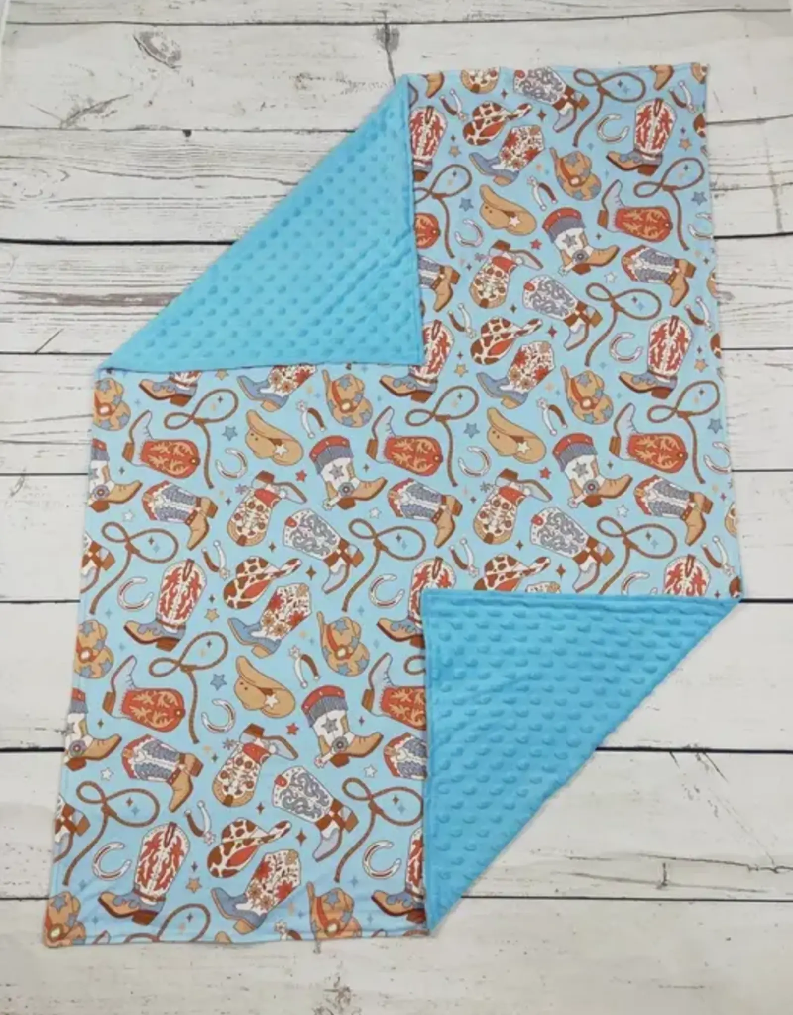 Sassy Kids Palace Baby Western Boots Printed Minky Blanket 29" x 43"