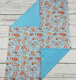 Sassy Kids Palace Baby Western Boots Printed Minky Blanket 29" x 43"