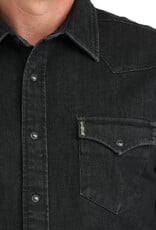 Cinch Mens Cinch Heavy Black Denim Long Sleeve Western Snap Shirt