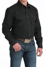 Cinch Mens Cinch Heavy Black Denim Long Sleeve Western Snap Shirt