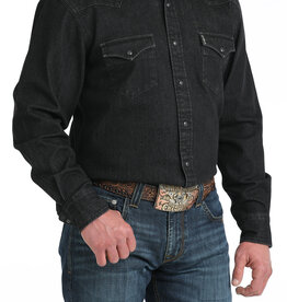 Cinch Mens Cinch Heavy Black Denim Long Sleeve Western Snap Shirt