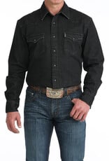 Cinch Mens Cinch Heavy Black Denim Long Sleeve Western Snap Shirt