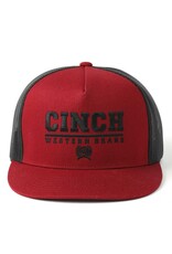 Cinch Mens Cinch Embroidered Burgundy Red N Black Mesh Snapback Trucker Ball Cap