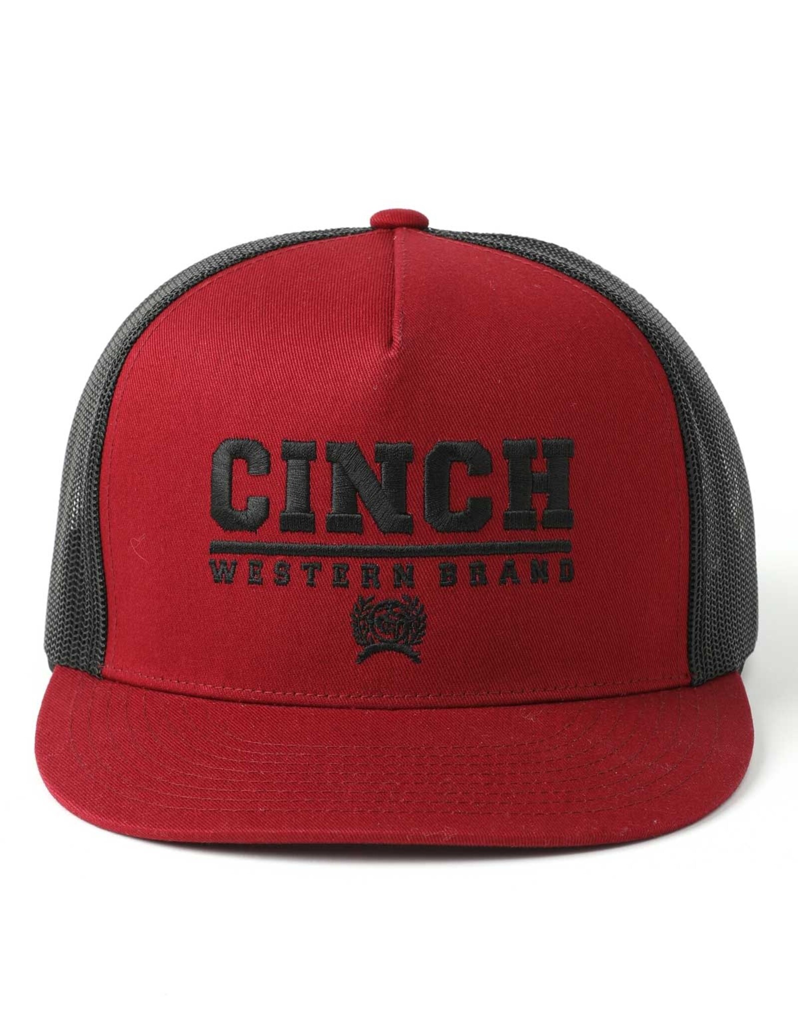 Cinch Mens Cinch Embroidered Burgundy Red N Black Mesh Snapback Trucker Ball Cap