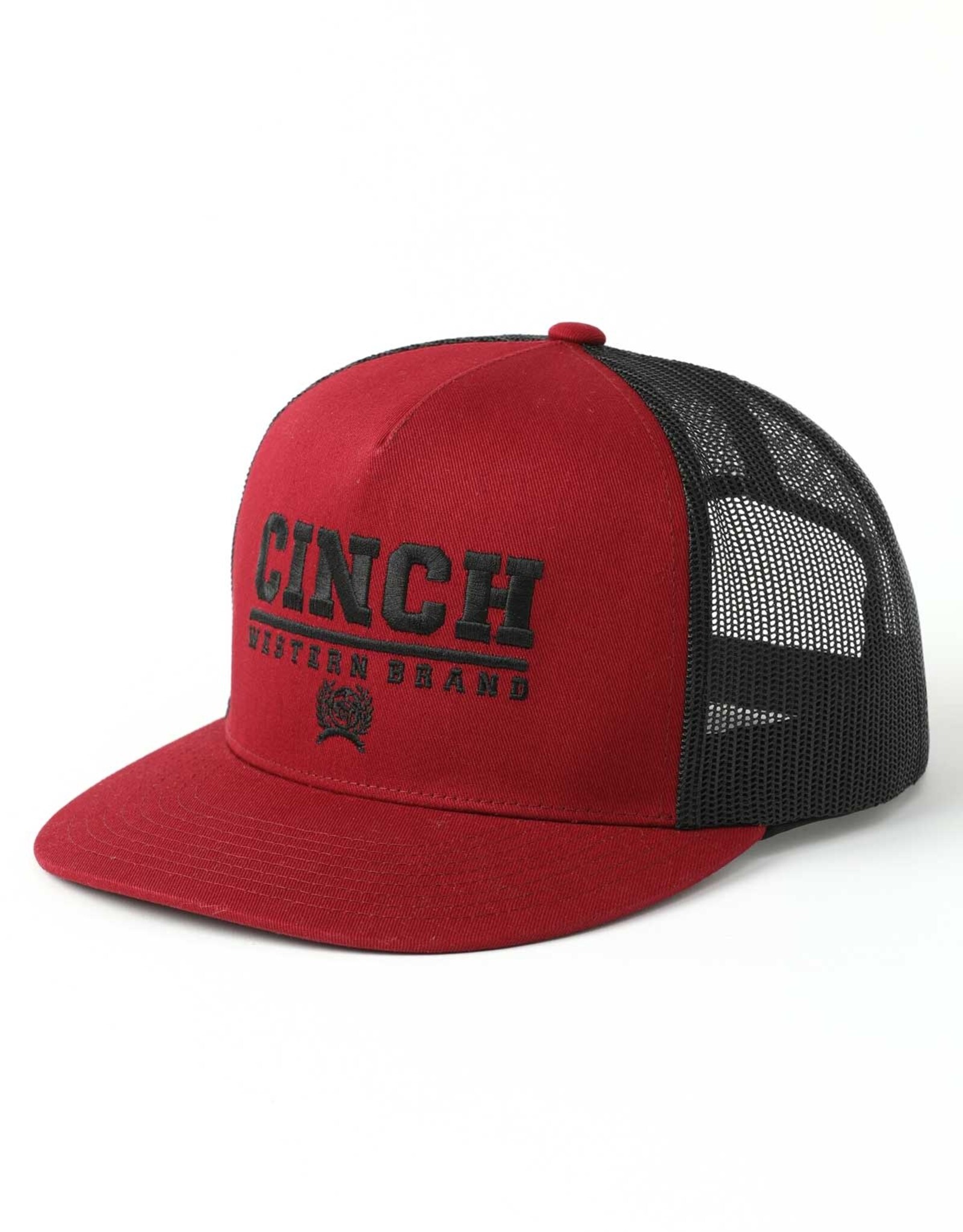 Cinch Mens Cinch Embroidered Burgundy Red N Black Mesh Snapback Trucker Ball Cap