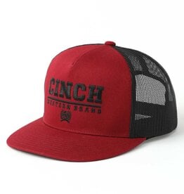Cinch Mens Cinch Embroidered Burgundy Red N Black Mesh Snapback Trucker Ball Cap
