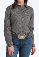 Cinch Womens Cinch Brown Lilac Print Arena Fit Long Sleeve Button Western Shirt