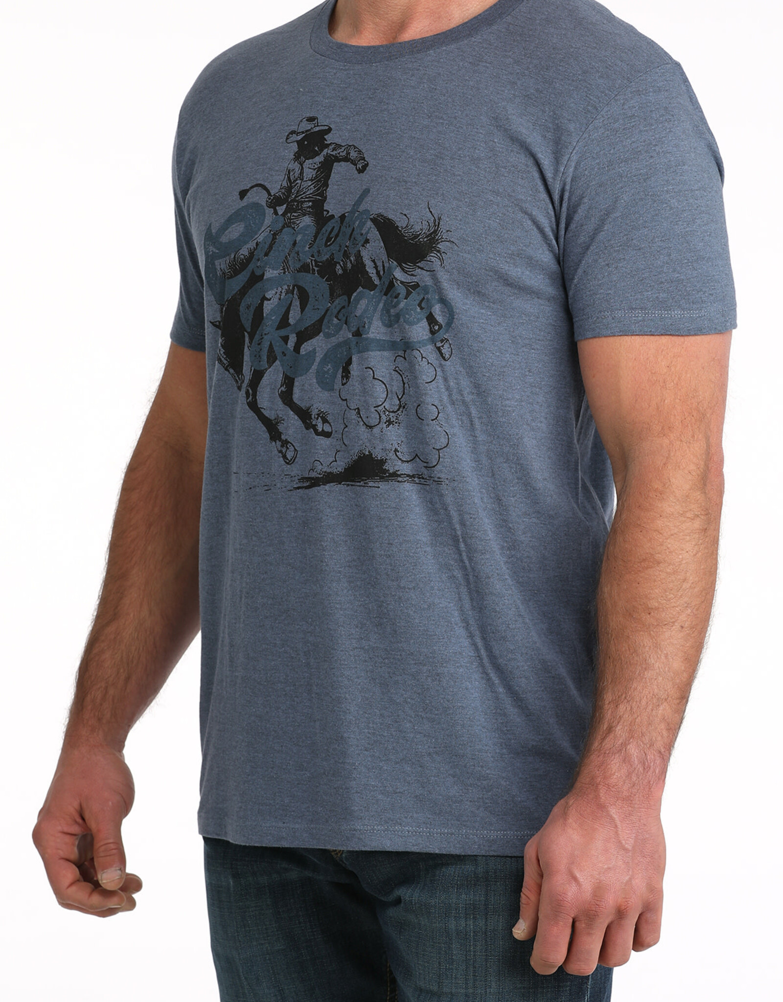 Cinch Mens Heather Blue Cinch Rodeo Short Sleeve T Shirt