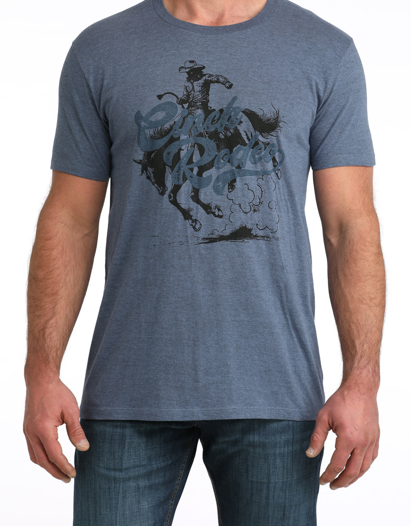 Cinch Mens Heather Blue Cinch Rodeo Short Sleeve T Shirt