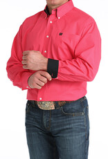 Cinch Mens Classic Cinch Stretch Hot Pink Black Print Long Sleeve Western Button Shirt