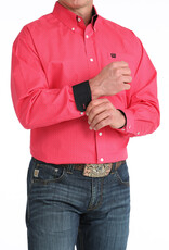 Cinch Mens Classic Cinch Stretch Hot Pink Black Print Long Sleeve Western Button Shirt