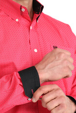 Cinch Mens Classic Cinch Stretch Hot Pink Black Print Long Sleeve Western Button Shirt