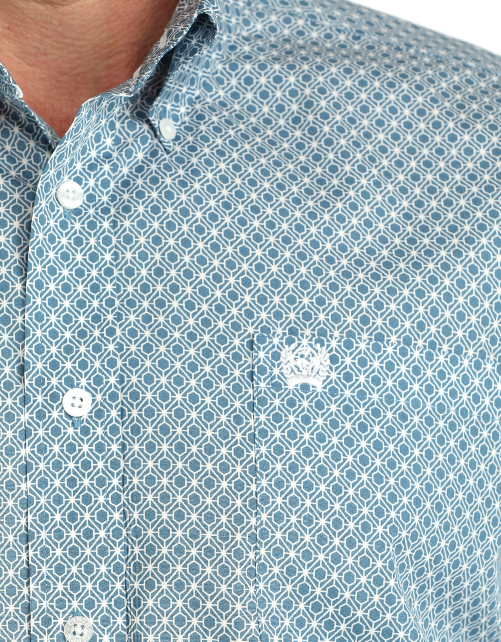 Cinch Mens Classic Cinch Blue Geo Print Long Sleeve Western Button Shirt