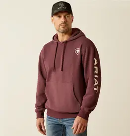Ariat Mens Ariat Heather Burgundy Logo Pullover Hooded Sweatshirt