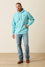 Ariat Mens Ariat Heather Aqua Blue Logo Pullover Hooded Sweatshirt