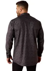 Ariat Mens Ariat Retro Black Paisley Wrinkle Free Fitted Long Sleeve Western Snap Shirt