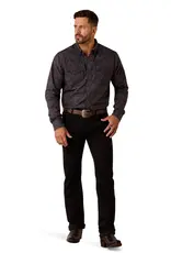 Ariat Mens Ariat Retro Black Paisley Wrinkle Free Fitted Long Sleeve Western Snap Shirt