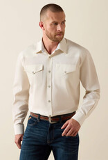 Ariat Mens Ariat Off White Wrinkle Free Pinpoint Oxford Classic Fit Western Snap Shirt