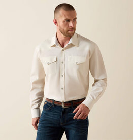 Ariat Mens Ariat Off White Wrinkle Free Pinpoint Oxford Classic Fit Western Snap Shirt