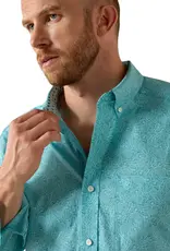 Ariat Mens Ariat Turquoise Paisley Wrinkle Free Fitted Western Button Shirt