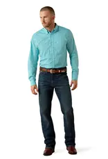 Ariat Mens Ariat Turquoise Paisley Wrinkle Free Fitted Western Button Shirt