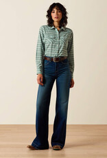 Ariat Womens Ariat Green Paisley Stripe Long Sleeve Western VentTEK Snap Shirt