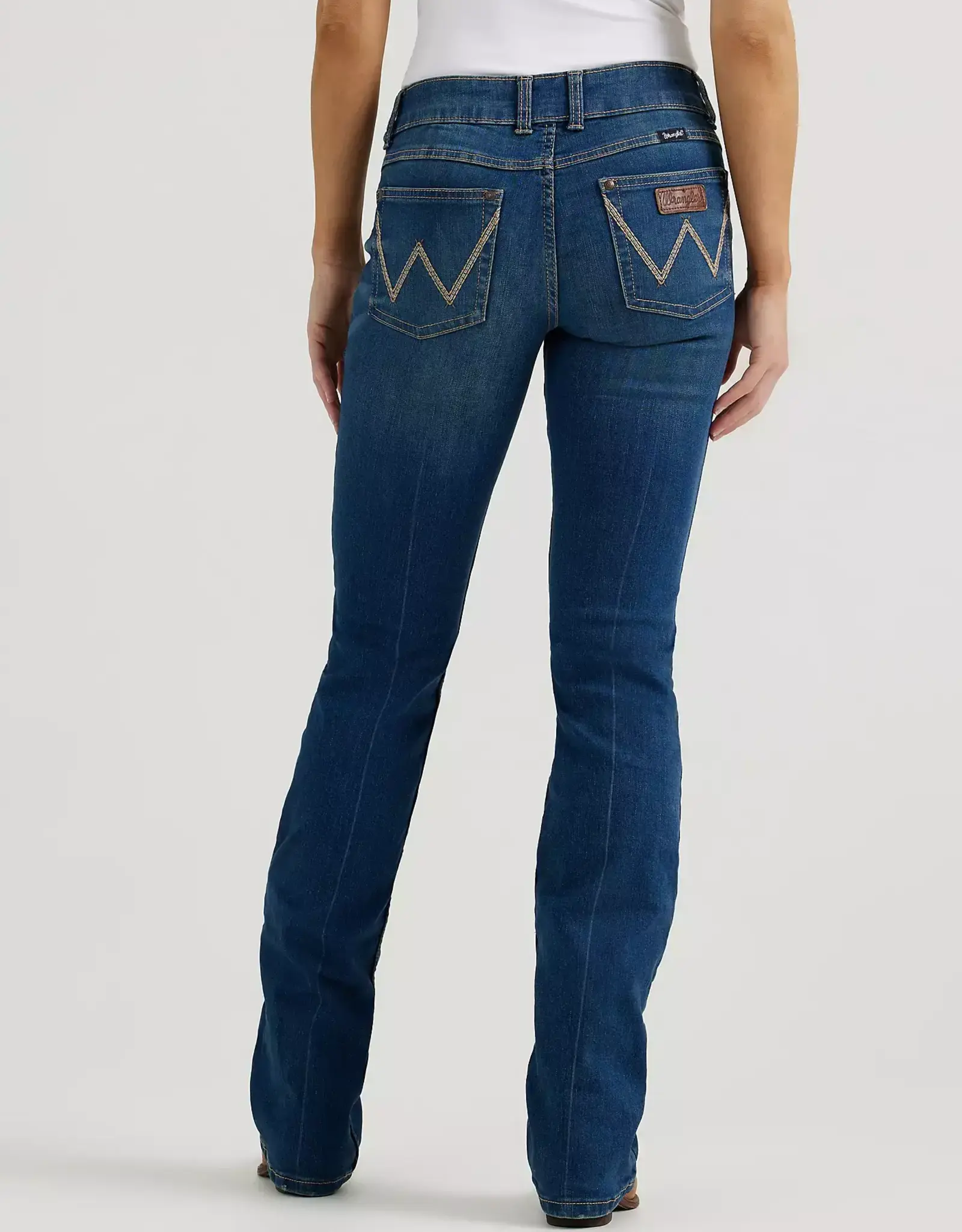 Womens Wrangler Vivianna Retro Mae Mid Rise Boot Cut Denim Western Riding Jean