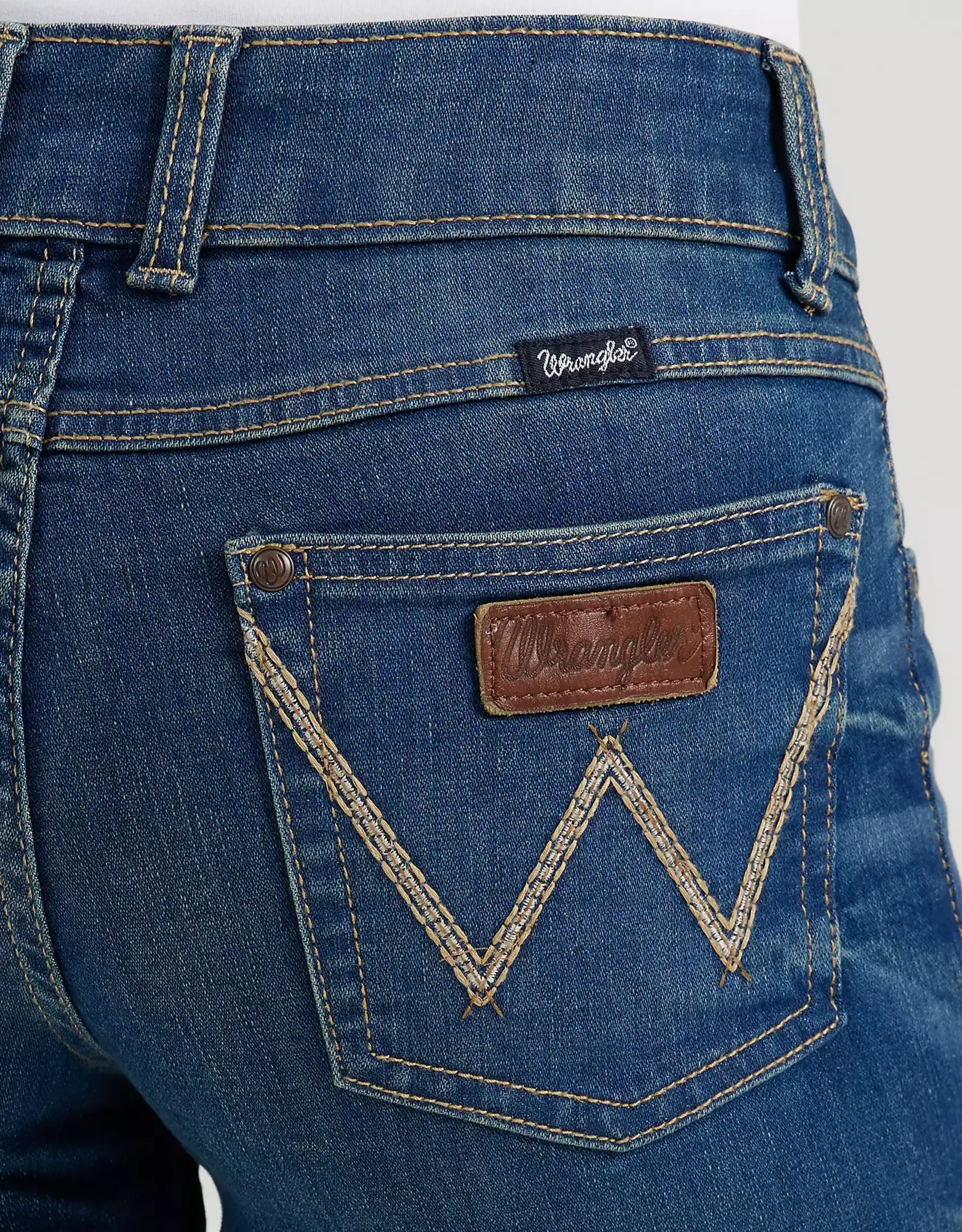 Womens Wrangler Vivianna Retro Mae Mid Rise Boot Cut Denim Western Riding Jean