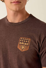 Ariat Mens Ariat Heather Brown Stripe Patriotic Badge T-Shirt