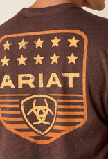 Ariat Mens Ariat Heather Brown Stripe Patriotic Badge T-Shirt