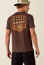 Ariat Mens Ariat Heather Brown Stripe Patriotic Badge T-Shirt