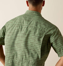 Ariat Mens Ariat Green Printed VentTEK Outbound Classic Fit Short Sleeve Shirt