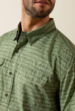 Ariat Mens Ariat Green Printed VentTEK Outbound Classic Fit Short Sleeve Shirt