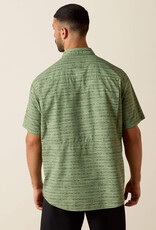 Ariat Mens Ariat Green Printed VentTEK Outbound Classic Fit Short Sleeve Shirt