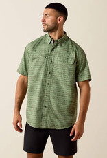 Ariat Mens Ariat Green Printed VentTEK Outbound Classic Fit Short Sleeve Shirt