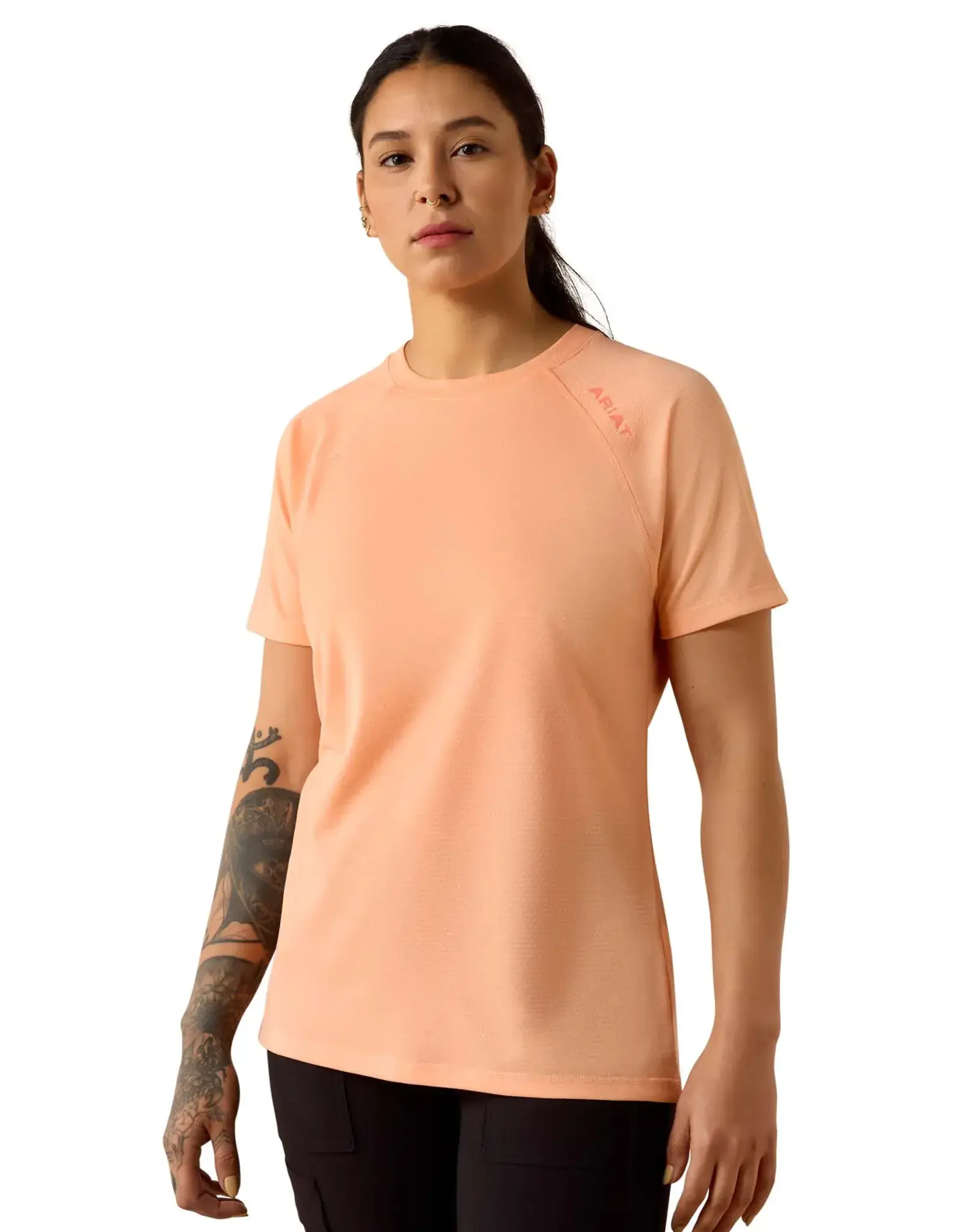 Ariat Womens Ariat Orange Rebar Heat Fighter Essential Short Sleeve T Shirt