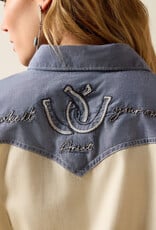 Ariat Womens Ariat Tan Denim Horseshoe Long Sleeve Western Snap Shirt