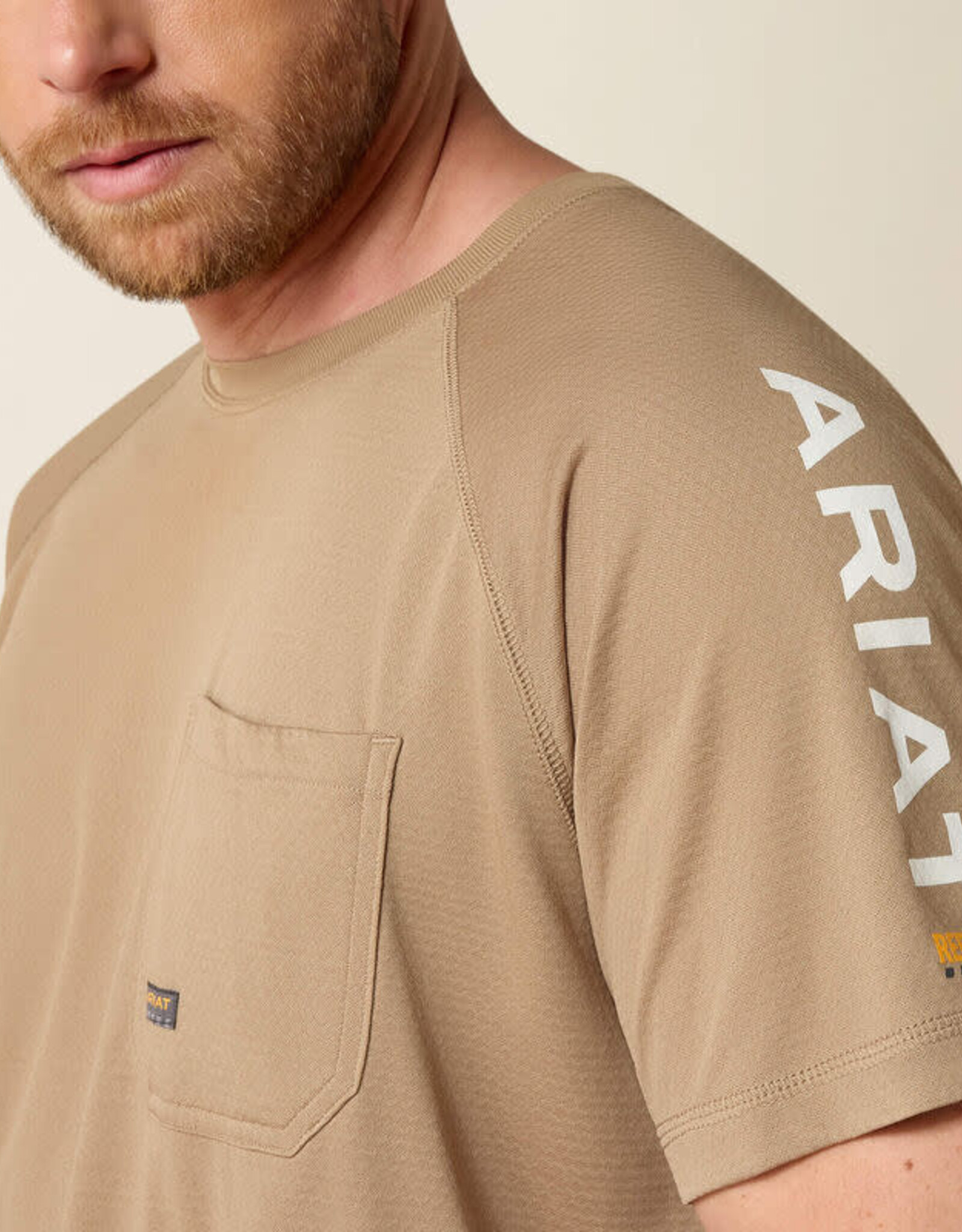 Ariat Mens Ariat Rebar Heat Fighter Tan Short Sleeve T-Shirt