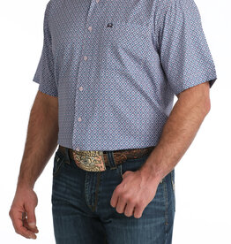 Cinch Mens Cinch Lilac Print Short Sleeve Arena Flex Western Button Shirt