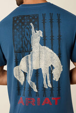 Ariat Mens Ariat Key Largo Blue Flag Bronco Classic Fit Short Sleeve T-Shirt
