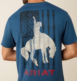 Ariat Mens Ariat Key Largo Blue Flag Bronco Classic Fit Short Sleeve T-Shirt