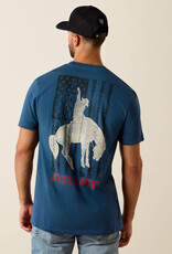 Ariat Mens Ariat Key Largo Blue Flag Bronco Classic Fit Short Sleeve T-Shirt