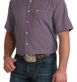 Cinch Mens Cinch Purple Print Short Sleeve Arena Flex Western Button Shirt