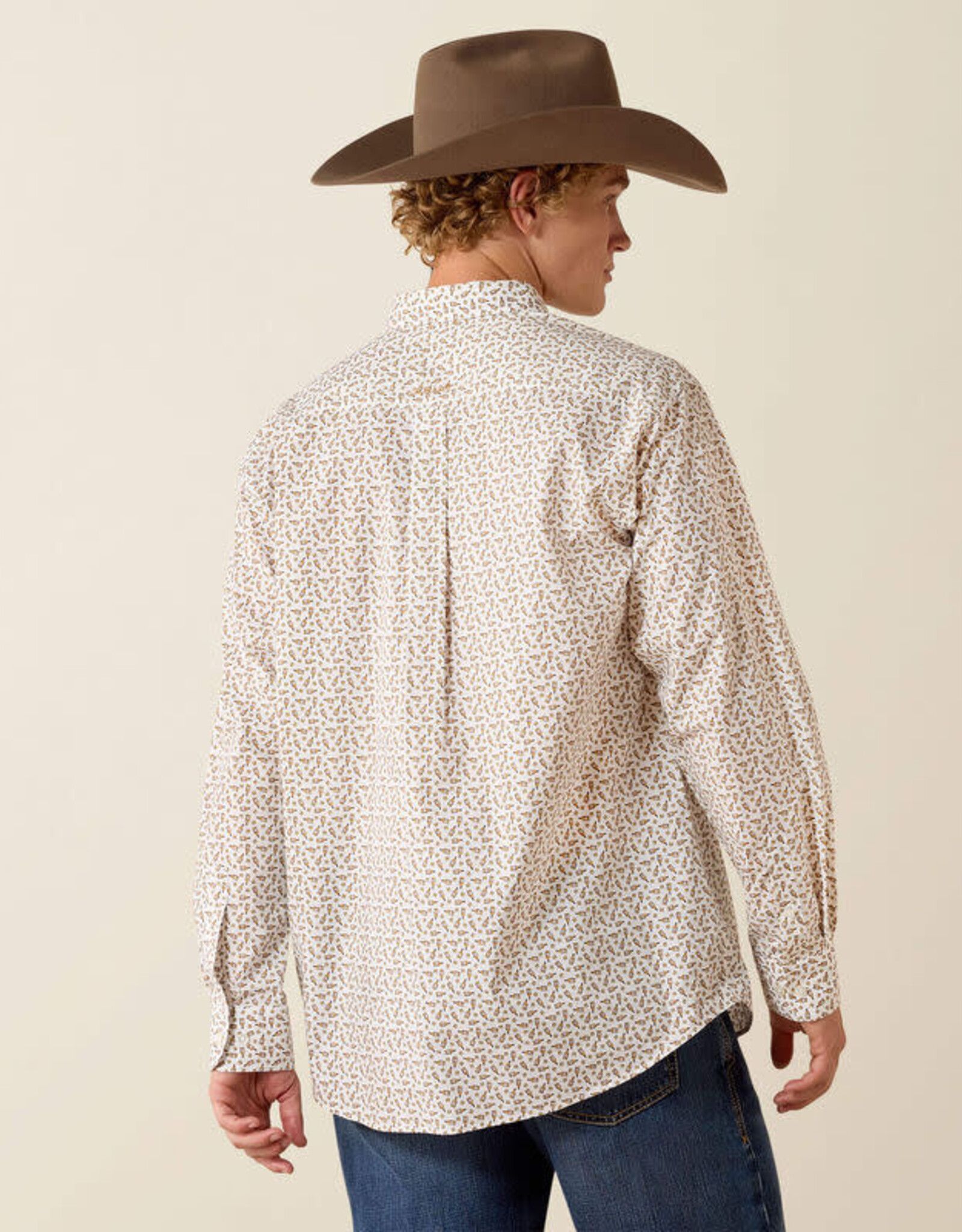 Ariat Mens Ariat White Whiskey Bottle Classic Fit Long Sleeve Button Shirt