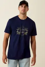 Ariat Mens Ariat Navy Logo Classic Fit Short Sleeve T-Shirt