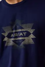 Ariat Mens Ariat Navy Logo Classic Fit Short Sleeve T-Shirt