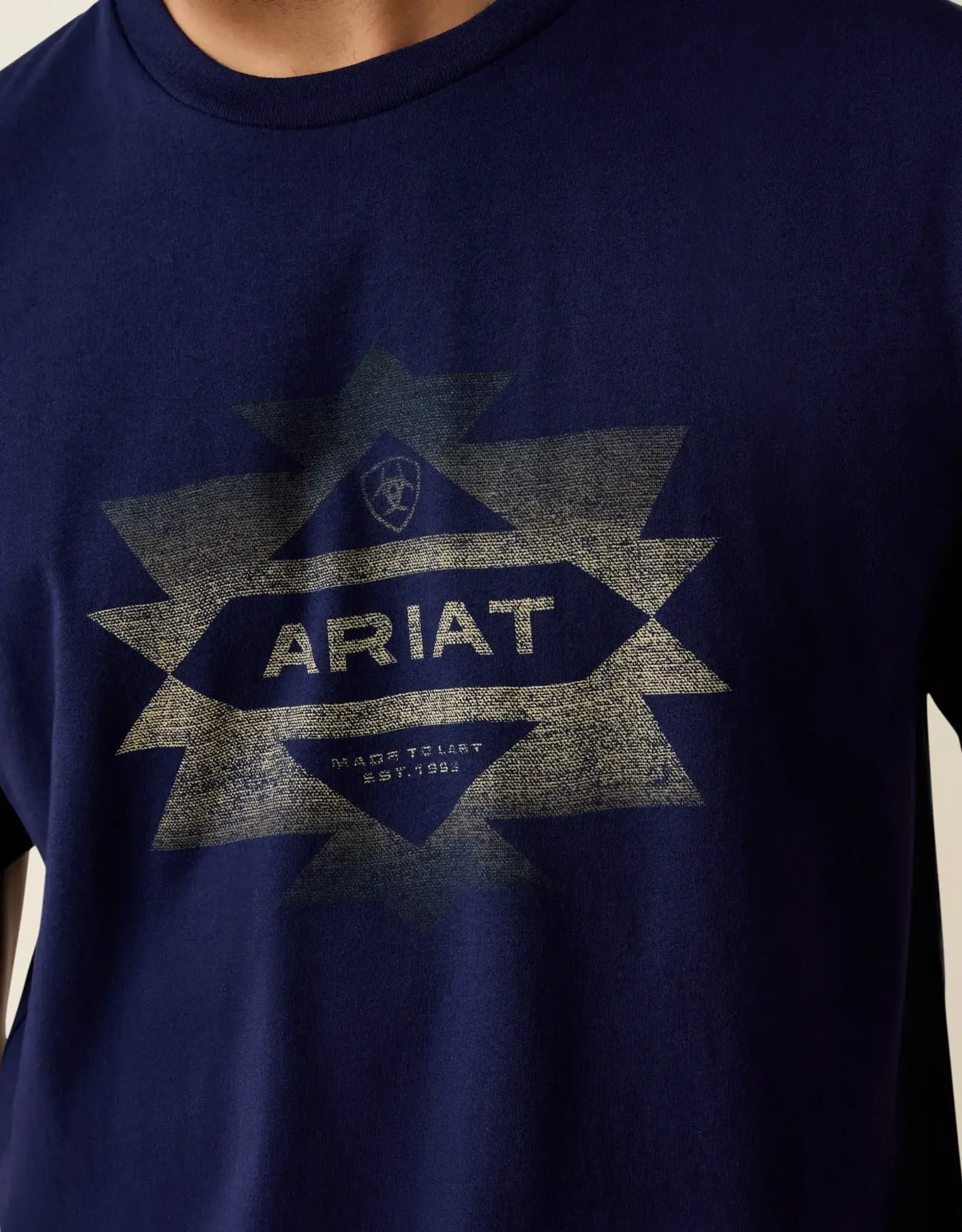 Ariat Mens Ariat Navy Logo Classic Fit Short Sleeve T-Shirt