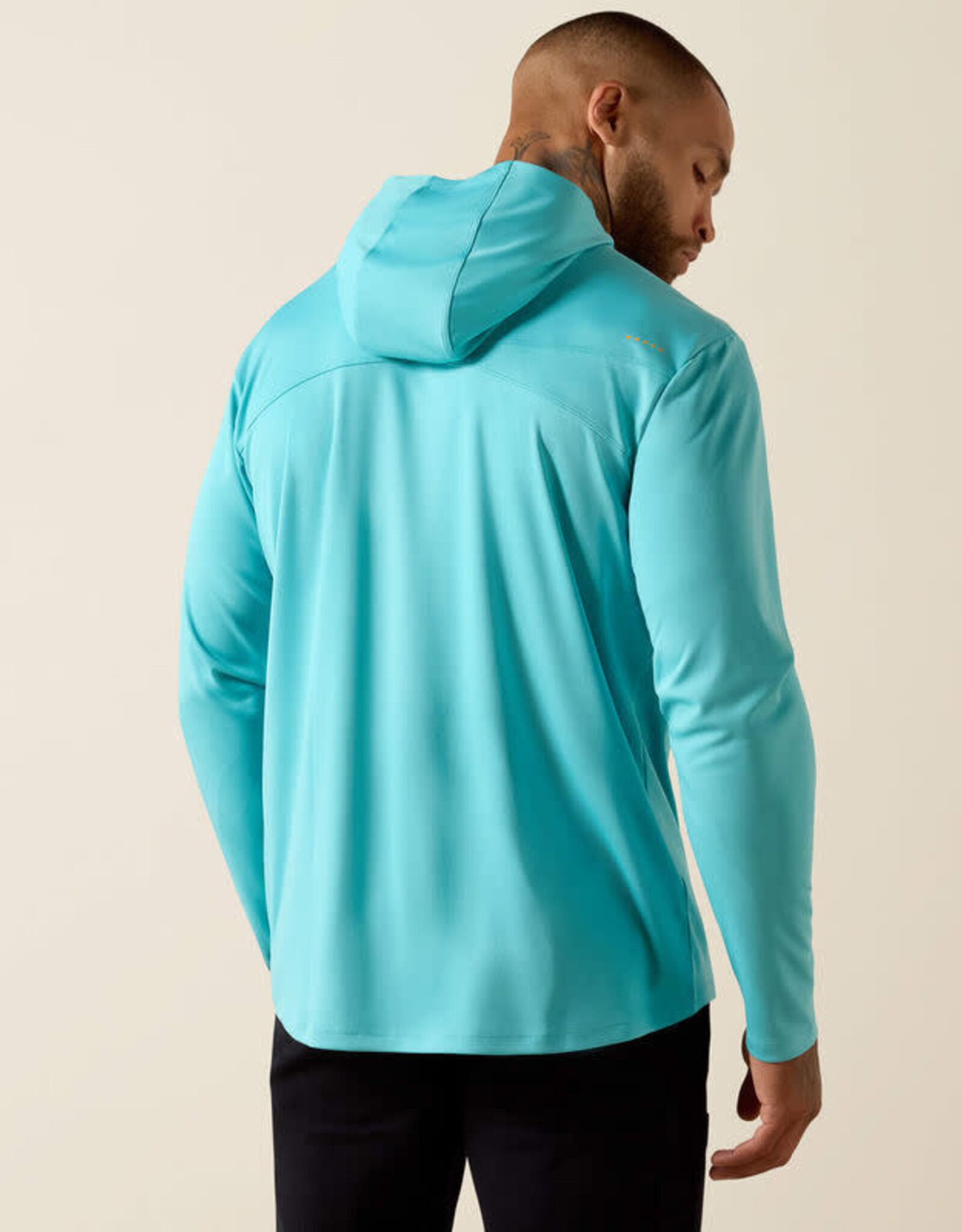 Ariat Mens Ariat Turquoise Blue Rebar Sun Blocker Hooded Long Sleeve T-Shirt