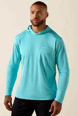 Ariat Mens Ariat Turquoise Blue Rebar Sun Blocker Hooded Long Sleeve T-Shirt